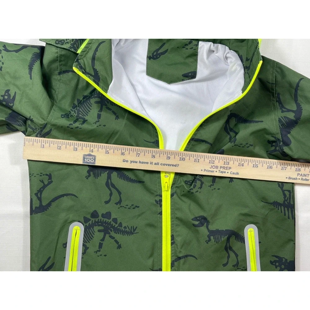 Top &‎ Sky Kids Dinosaur Rain Jacket Hooded Lightweight Green Size 140